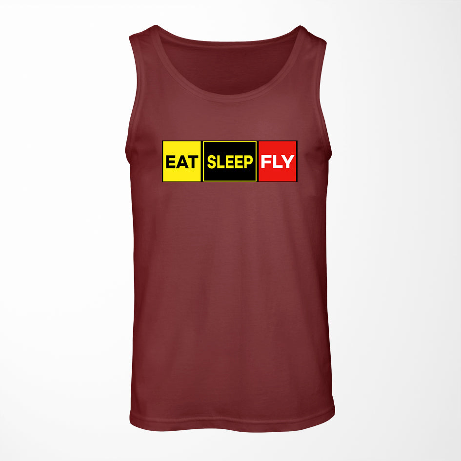 Eat Sleep Fly (Colourful) Designed Tank Tops