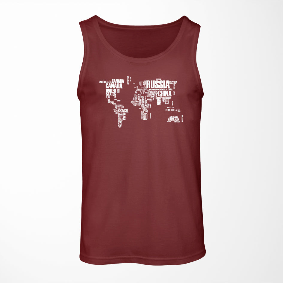 World Map (Text) Designed Tank Tops