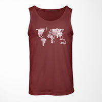 Thumbnail for World Map (Text) Designed Tank Tops