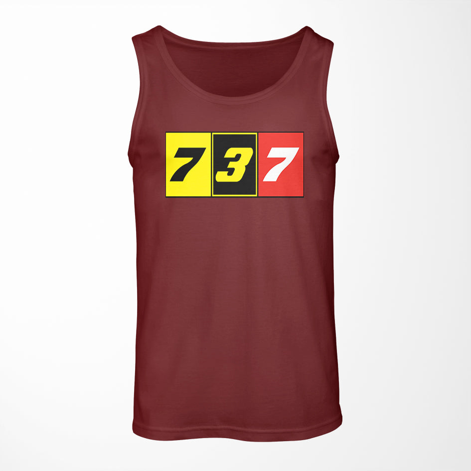 Flat Colourful 737 Designed Tank Tops