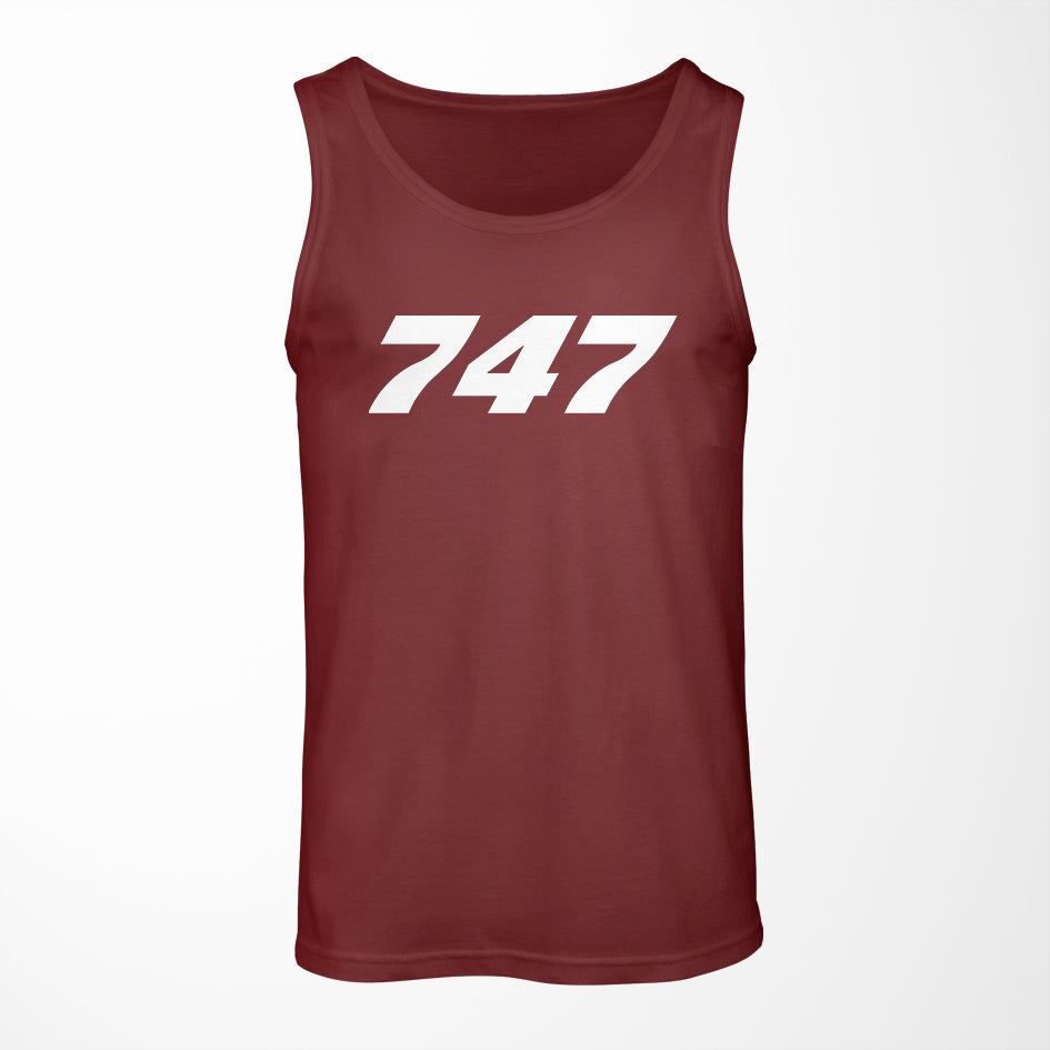 747 Flat Text Designed Tank Tops