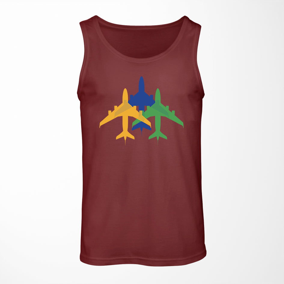 Colourful 3 Airplanes Designed Tank Tops