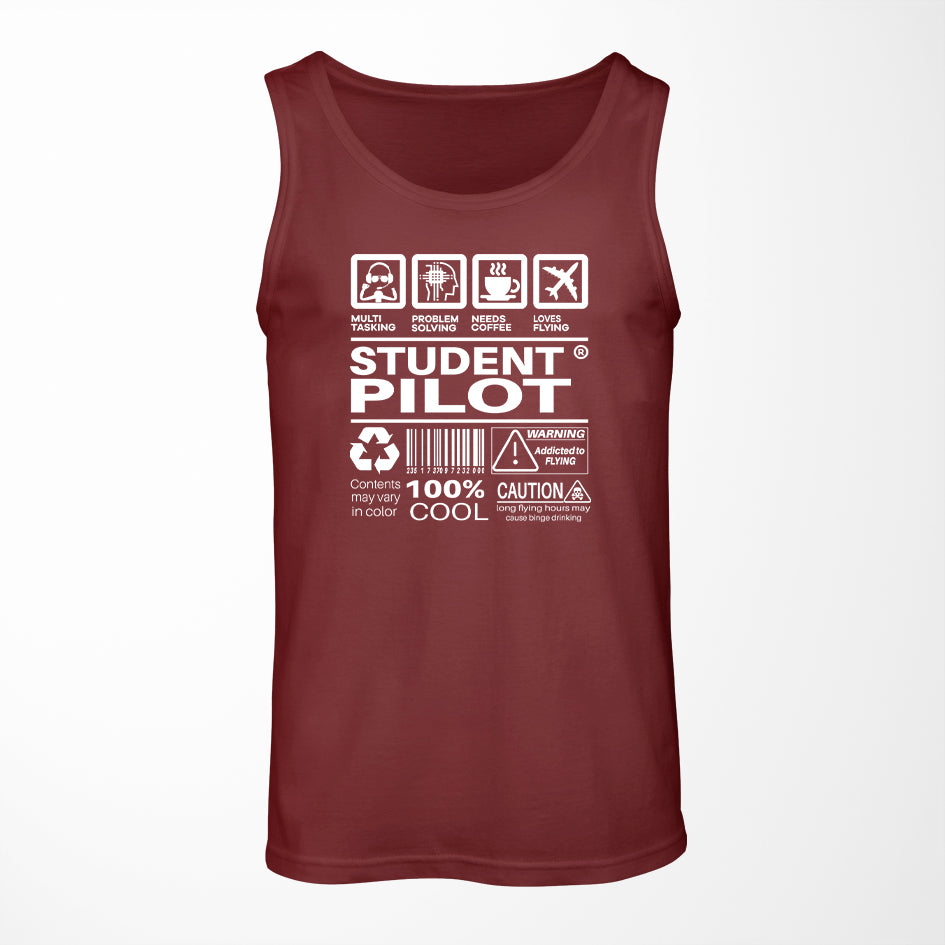 Student Pilot Label Designed Tank Tops