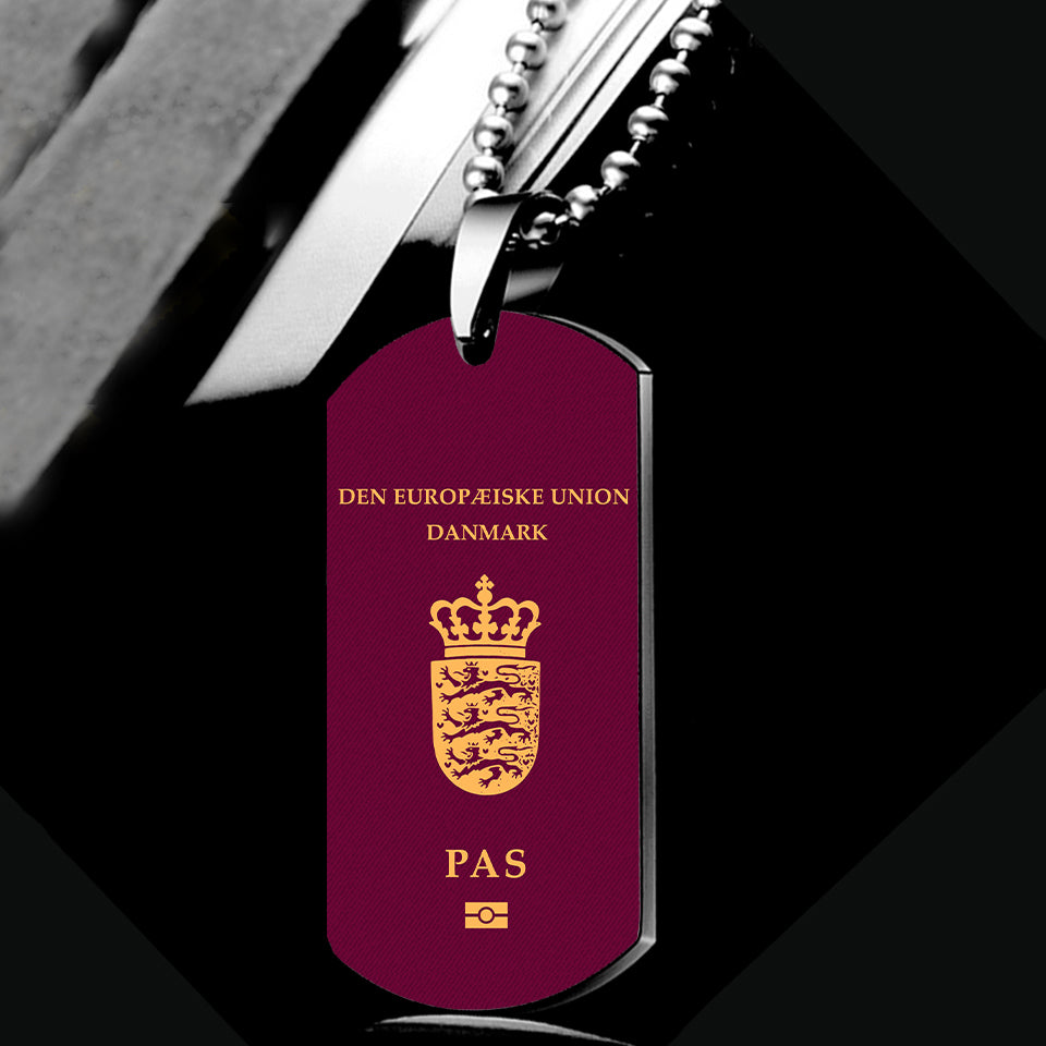 Denmark Passport Designed Metal Necklaces