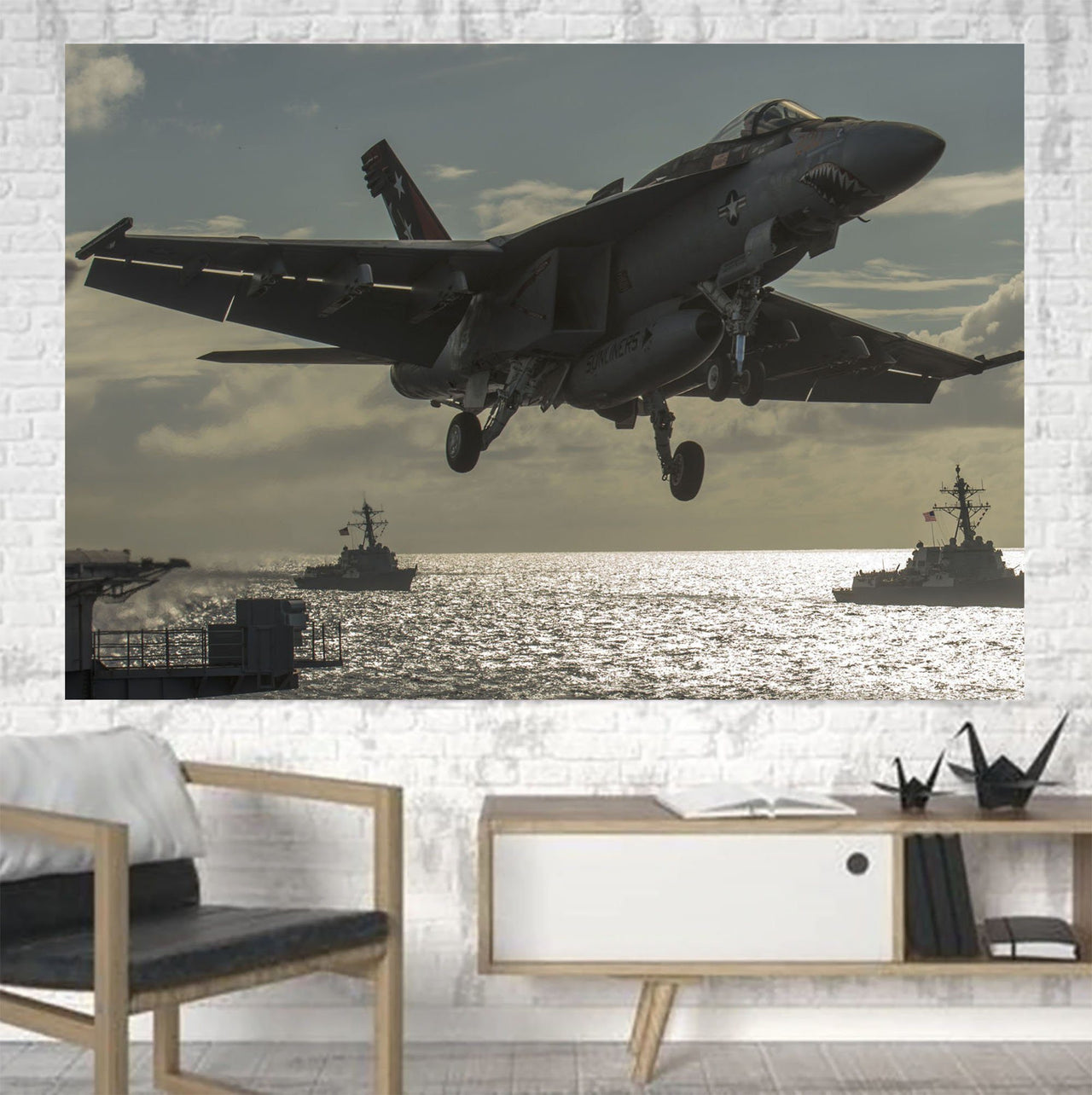 Deparing Jet from Sea Base Printed Canvas Posters (1 Piece) Aviation Shop 