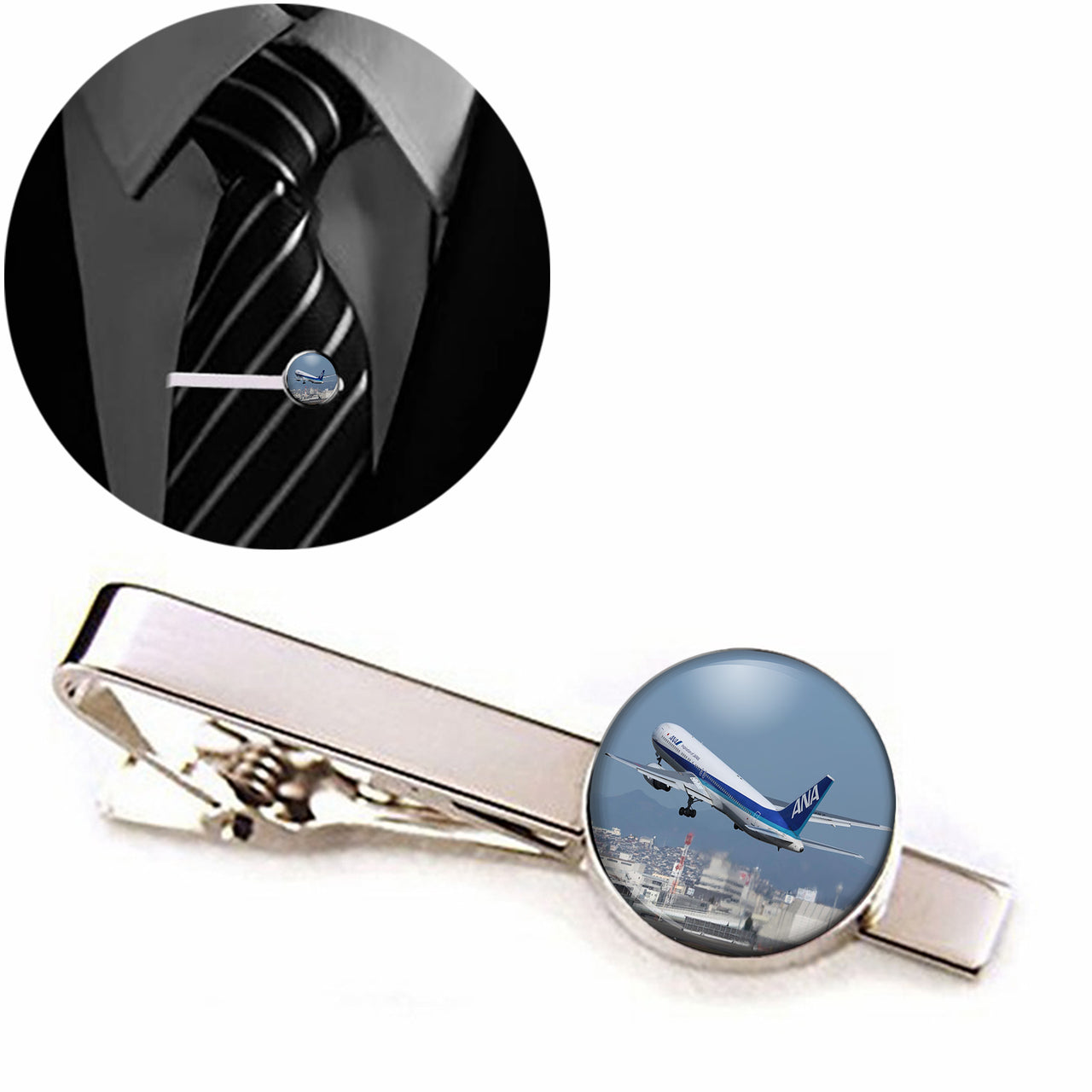 Departing ANA's Boeing 767 Designed Tie Clips
