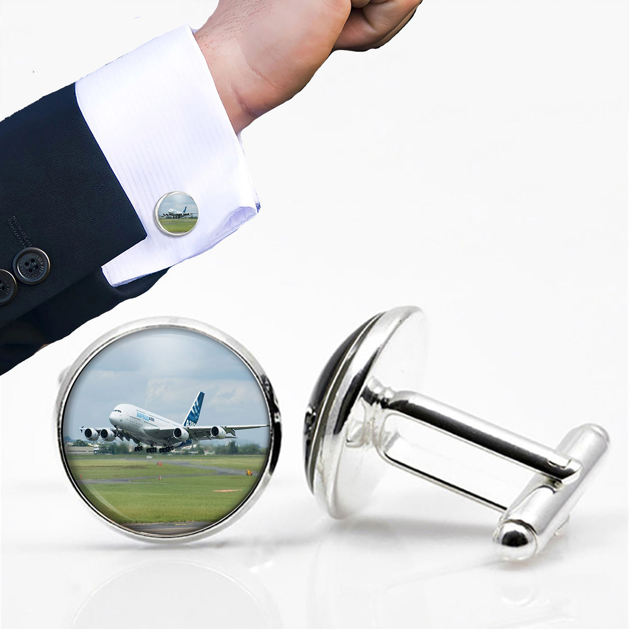 Departing Airbus A380 with Original Livery Designed Cuff Links