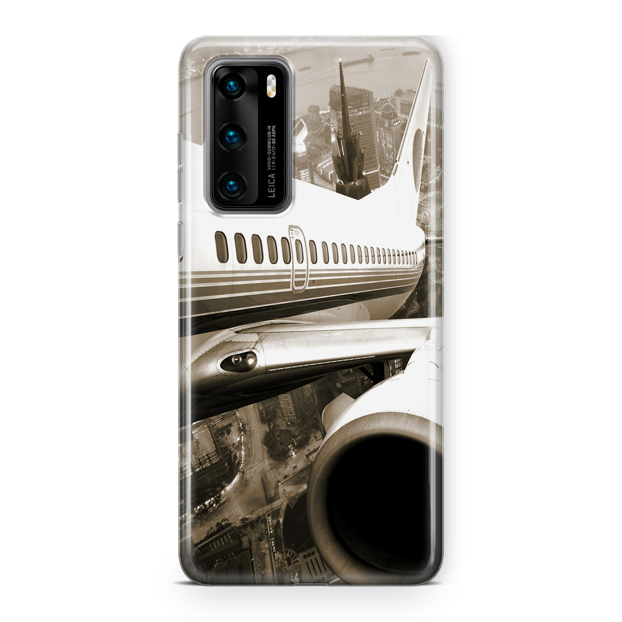 Departing Aircraft & City Scene behind Designed Huawei Cases