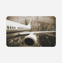 Thumbnail for Departing Aircraft & City Scene behind Designed Bath Mats