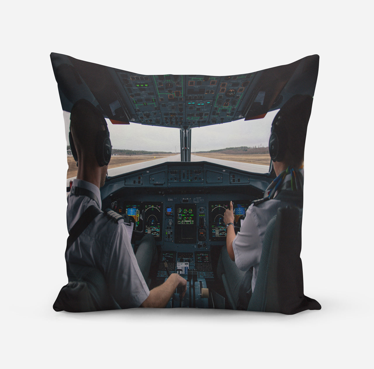 Departing Aircraft's Cockpit Designed Pillows