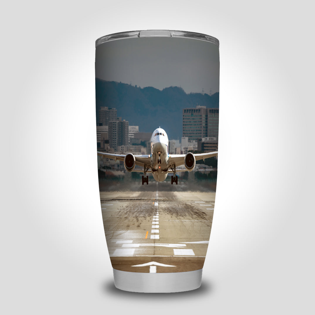Departing Boeing 787 Dreamliner Designed Tumbler Travel Mugs