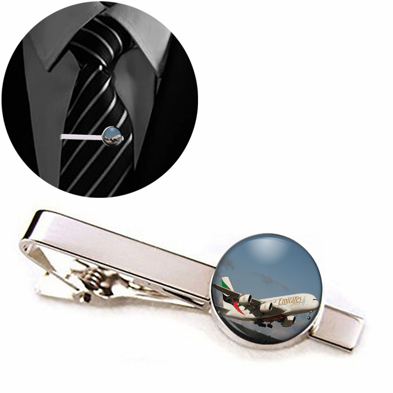 Departing Emirates A380 Designed Tie Clips