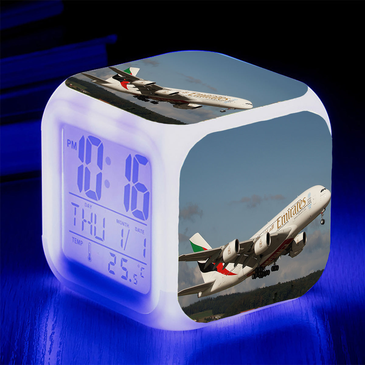 Departing Emirates A380 Dreamliner Designed "7 Colour" Digital Alarm Clock