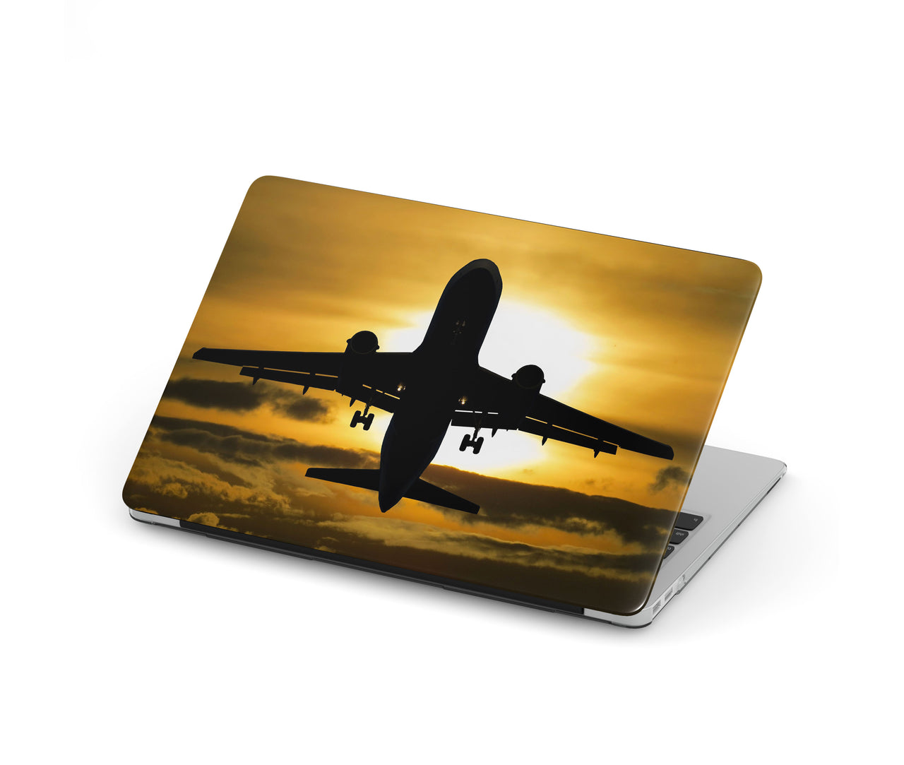 Departing Passanger Jet During Sunset Designed Macbook Cases