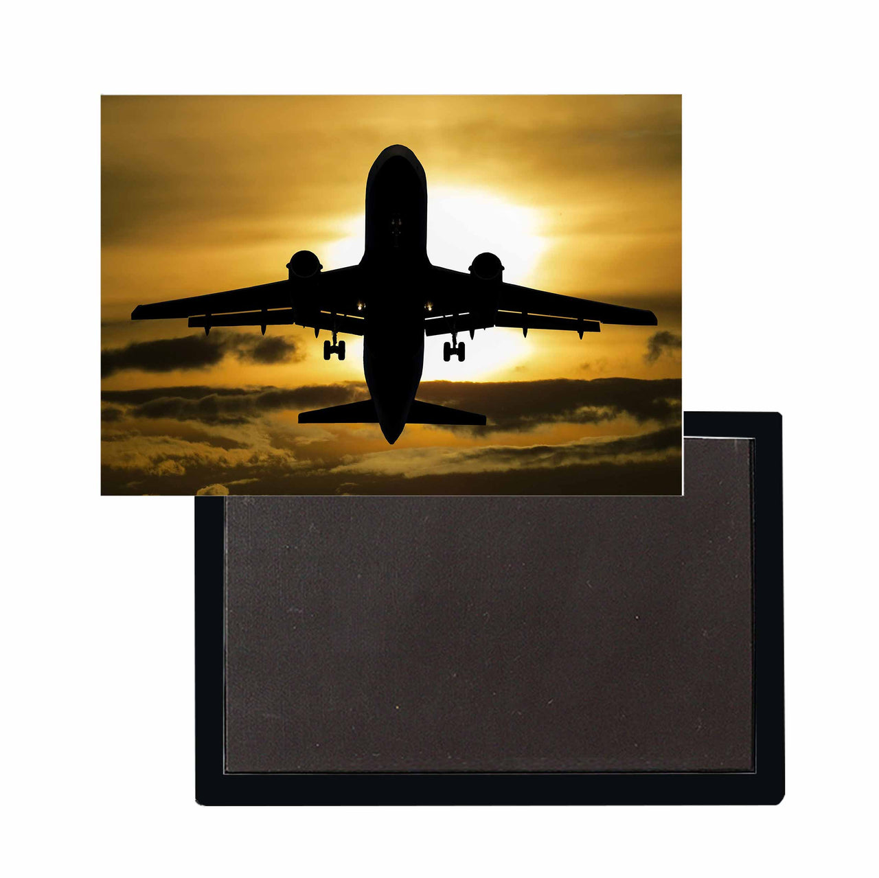 Departing Passanger Jet During Sunset Designed Magnets