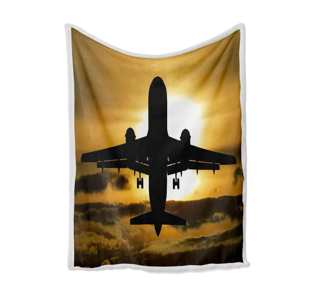 Departing Passanger Jet During Sunset Designed Bed Blankets & Covers