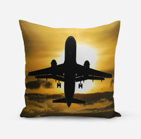 Thumbnail for Departing Passanger Jet During Sunset Designed Pillows