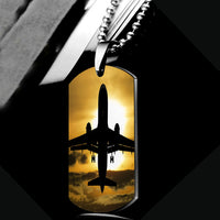 Thumbnail for Departing Passanger Jet During Sunset Designed Metal Necklaces