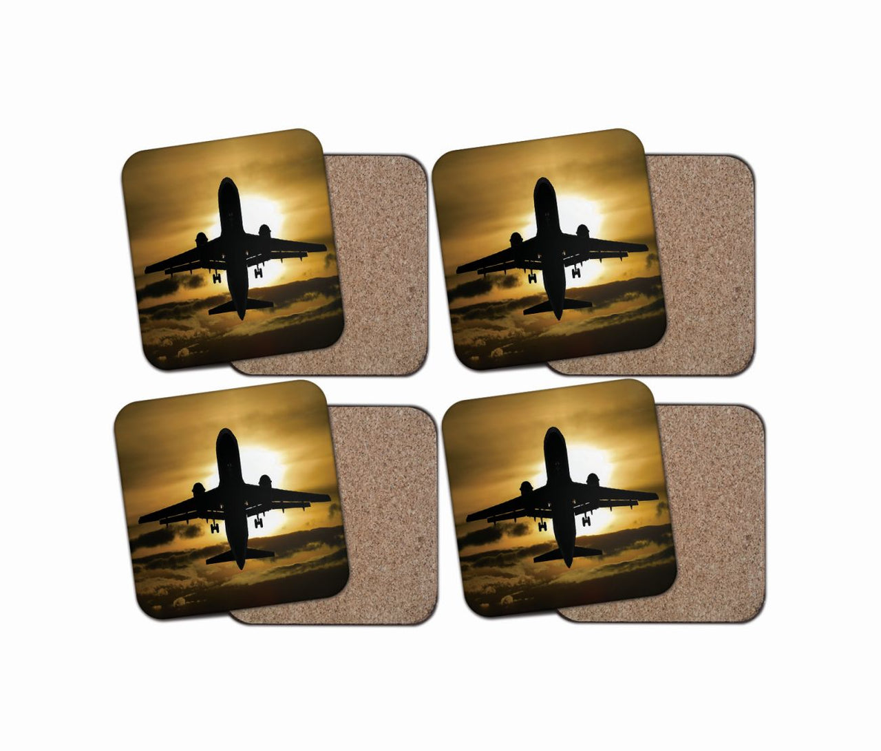 Departing Passanger Jet During Sunset Designed Coasters