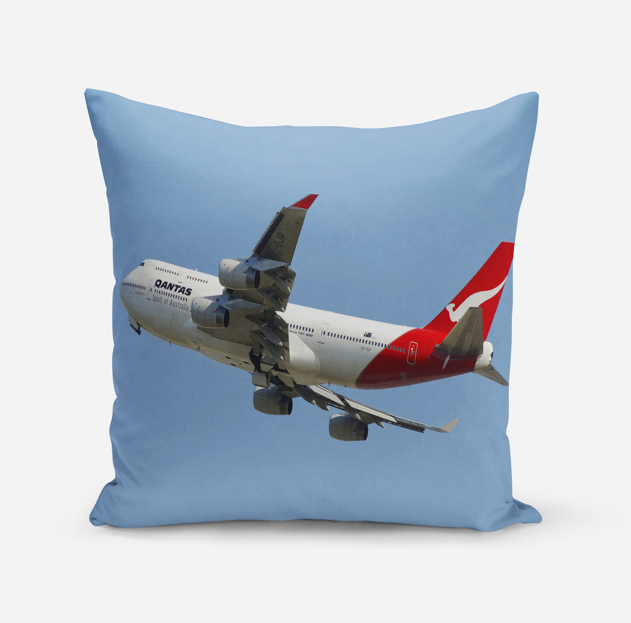 Departing Qantas Boeing 747 Designed Pillows