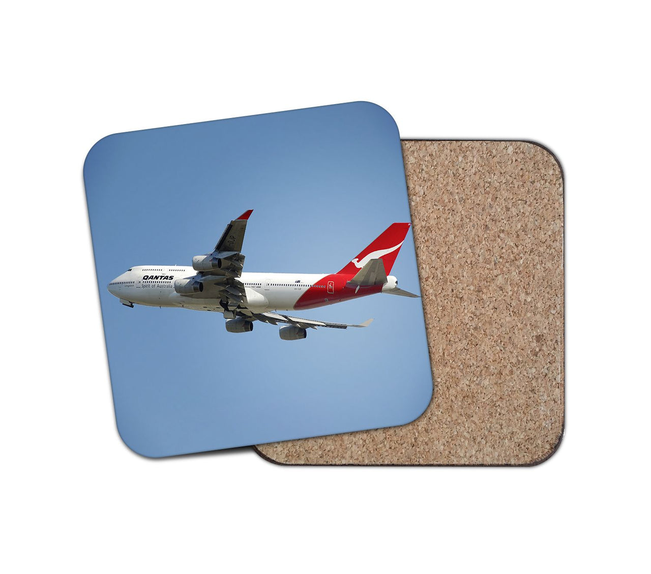 Departing Qantas Boeing 747 Designed Coasters