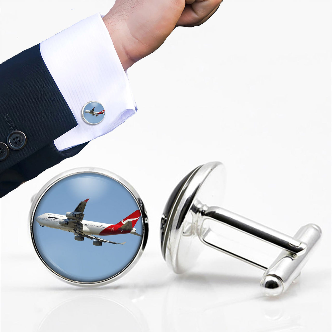 Departing Qantas Boeing 747 Designed Cuff Links