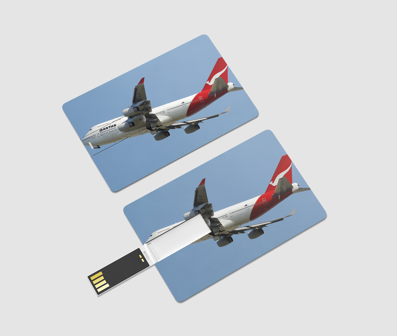 Departing Qantas Boeing 747 Designed USB Cards