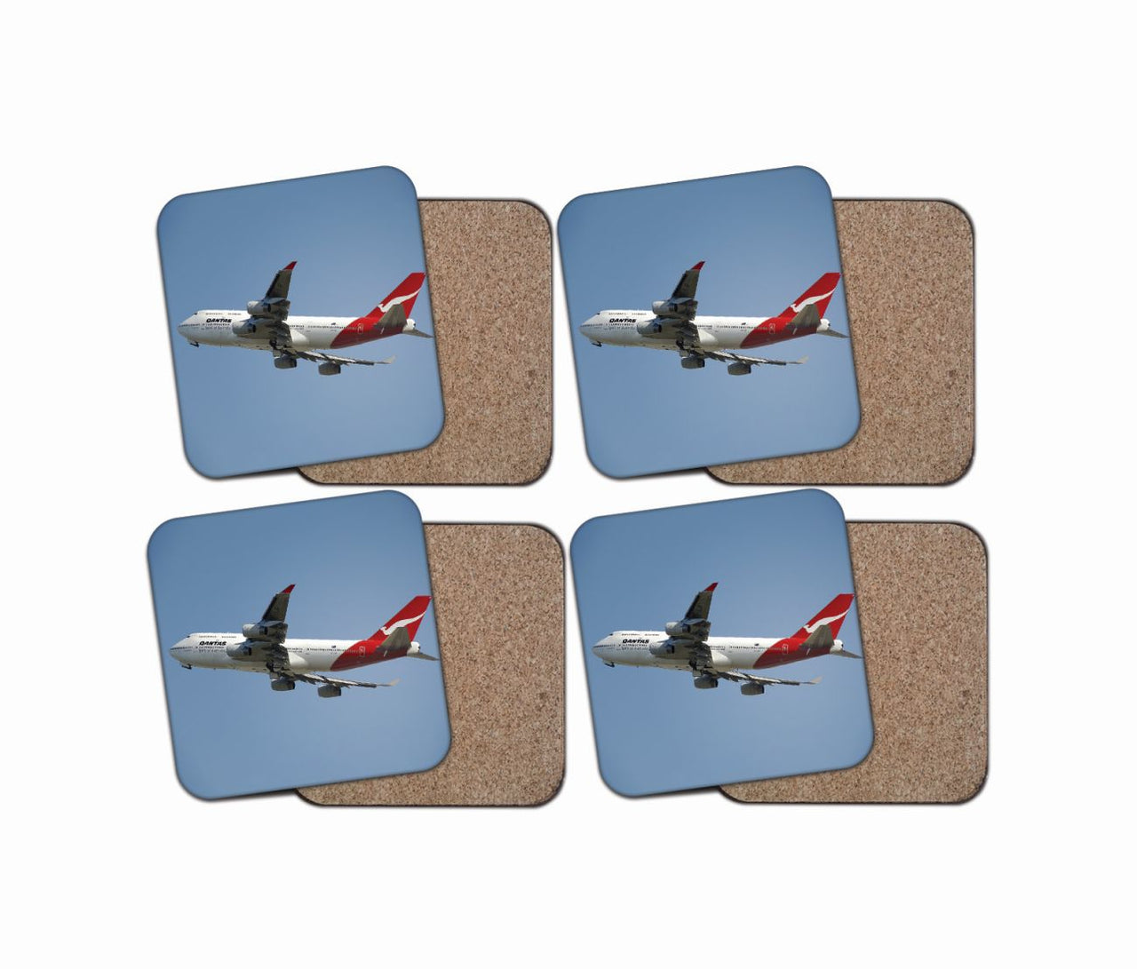 Departing Qantas Boeing 747 Designed Coasters