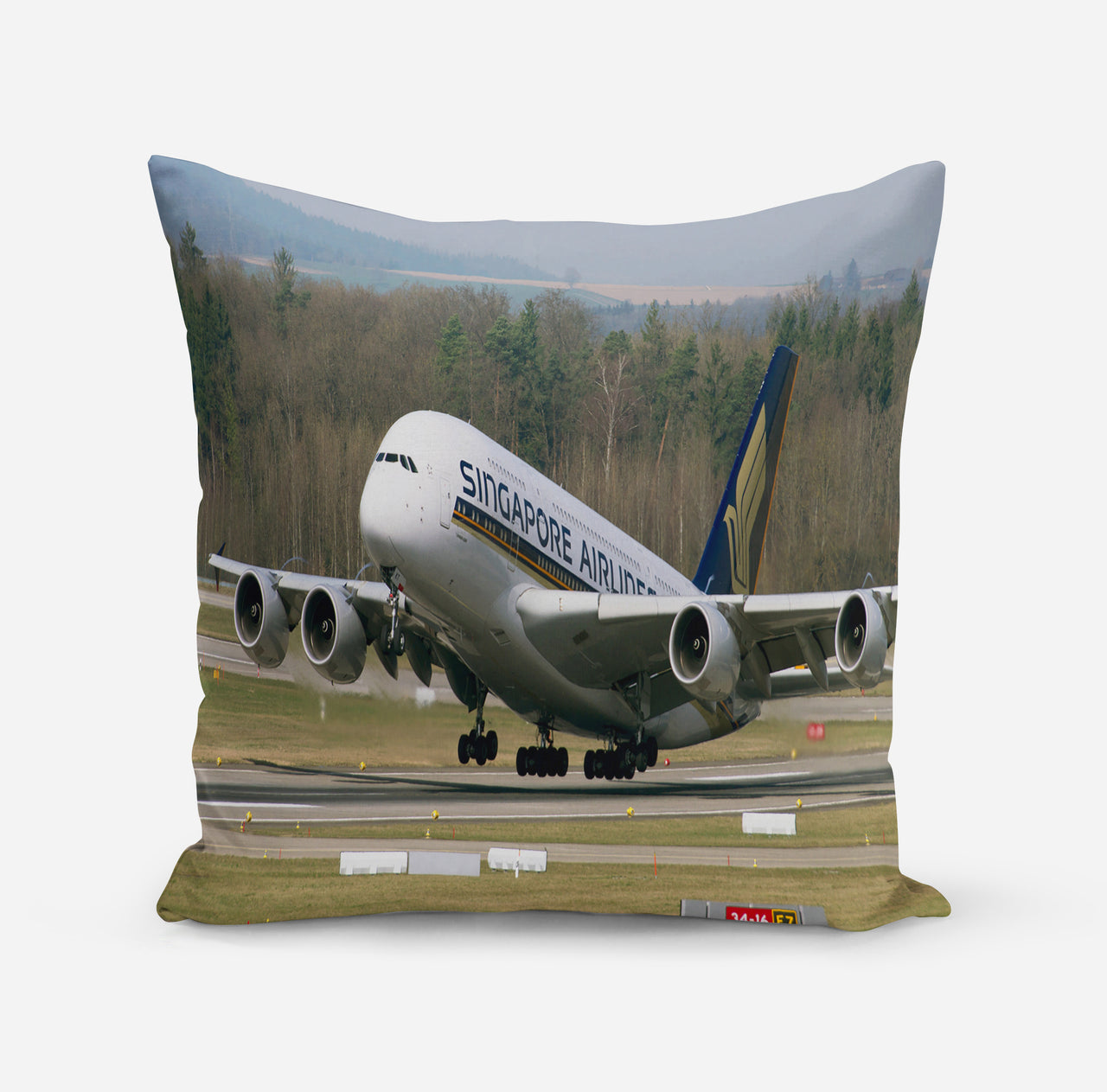 Departing Singapore Airlines A380 Designed Pillows