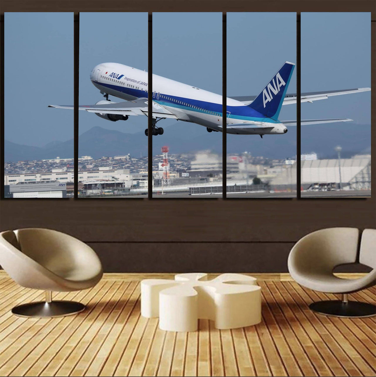 Departing ANA's Boeing 767 Printed Canvas Prints (5 Pieces) Aviation Shop 