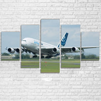 Thumbnail for Departing Airbus A380 with Original Livery Printed Multiple Canvas Poster Aviation Shop 