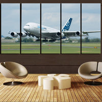 Thumbnail for Departing Airbus A380 with Original Livery Printed Canvas Prints (5 Pieces) Aviation Shop 