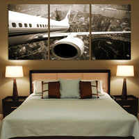 Thumbnail for Departing Aircraft & City Scene behind Printed Canvas Posters (3 Pieces)