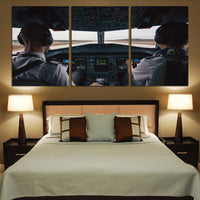 Thumbnail for Departing Aircraft's Cockpit Printed Canvas Posters (3 Pieces) Aviation Shop 