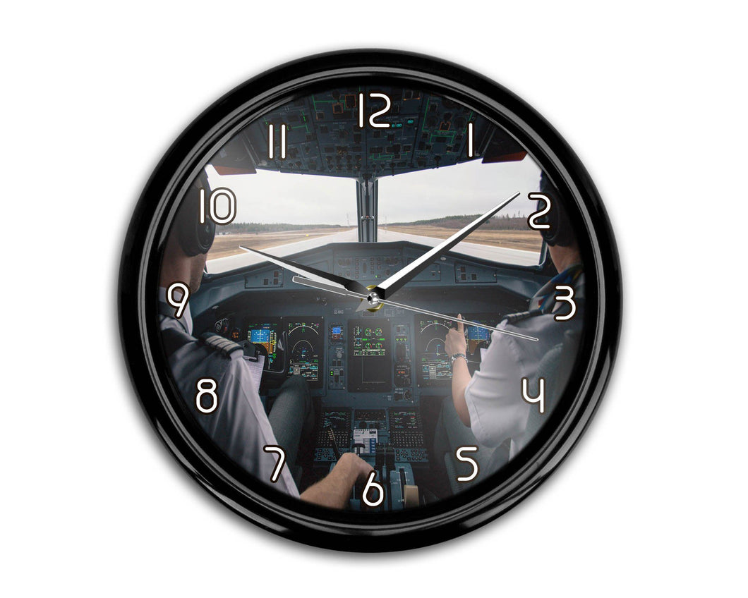 Departing Aircraft's Cockpit Printed Wall Clocks Aviation Shop 