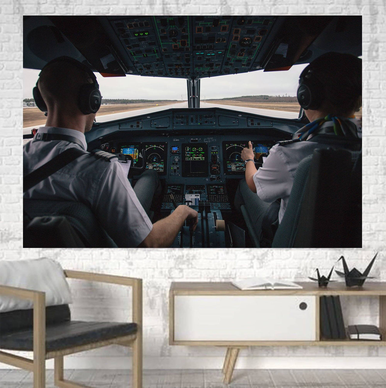 Departing Aircraft's Cockpit Printed Canvas Posters (1 Piece) Aviation Shop 