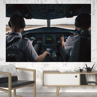 Thumbnail for Departing Aircraft's Cockpit Printed Canvas Posters (1 Piece) Aviation Shop 