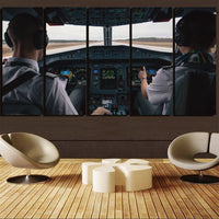 Thumbnail for Departing Aircraft's Cockpit Printed Canvas Prints (5 Pieces) Aviation Shop 