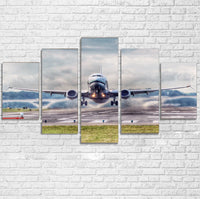 Thumbnail for Departing Boeing 737 Printed Multiple Canvas Poster Aviation Shop 
