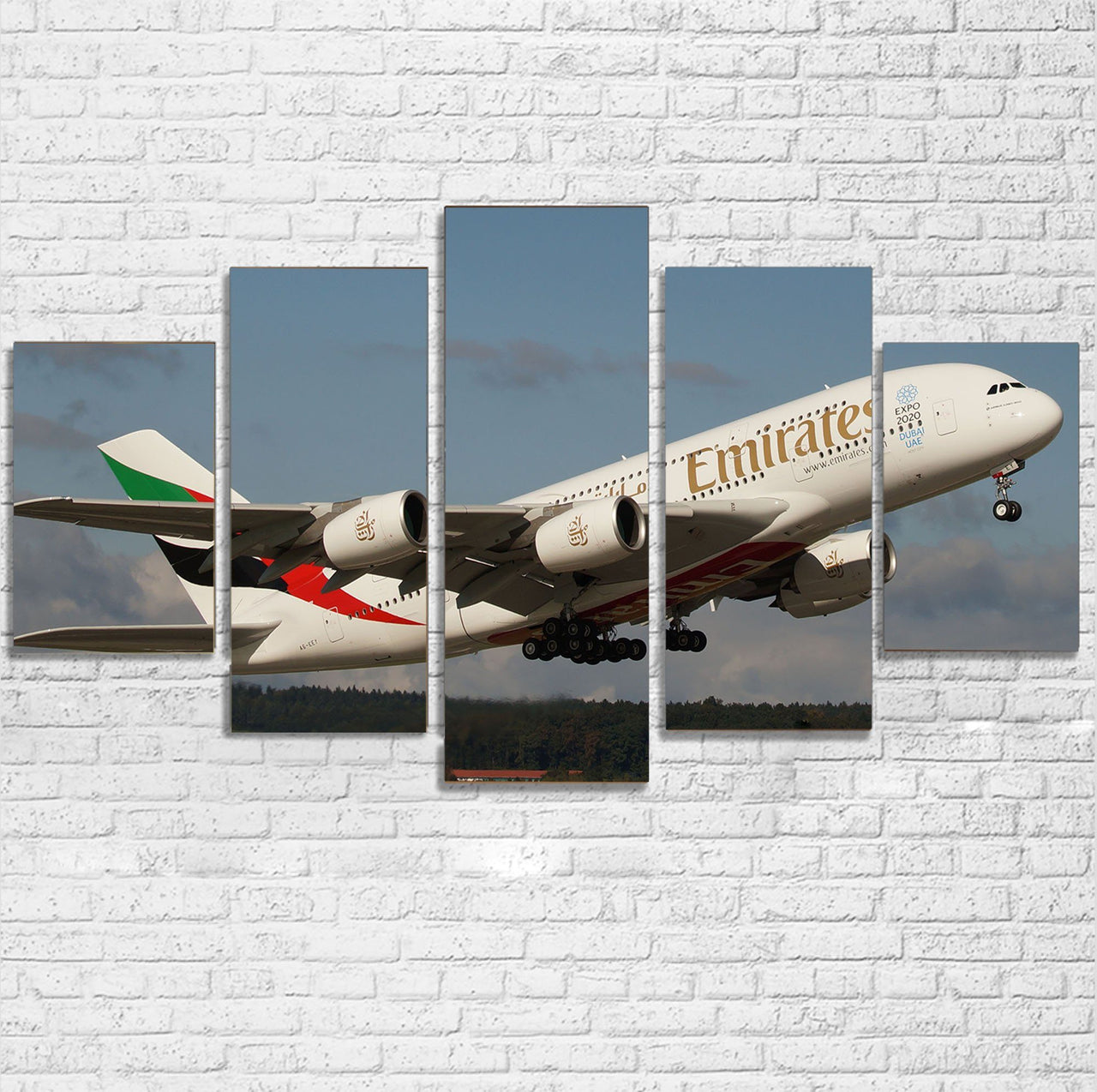 Departing Emirates A380 Printed Multiple Canvas Poster Aviation Shop 