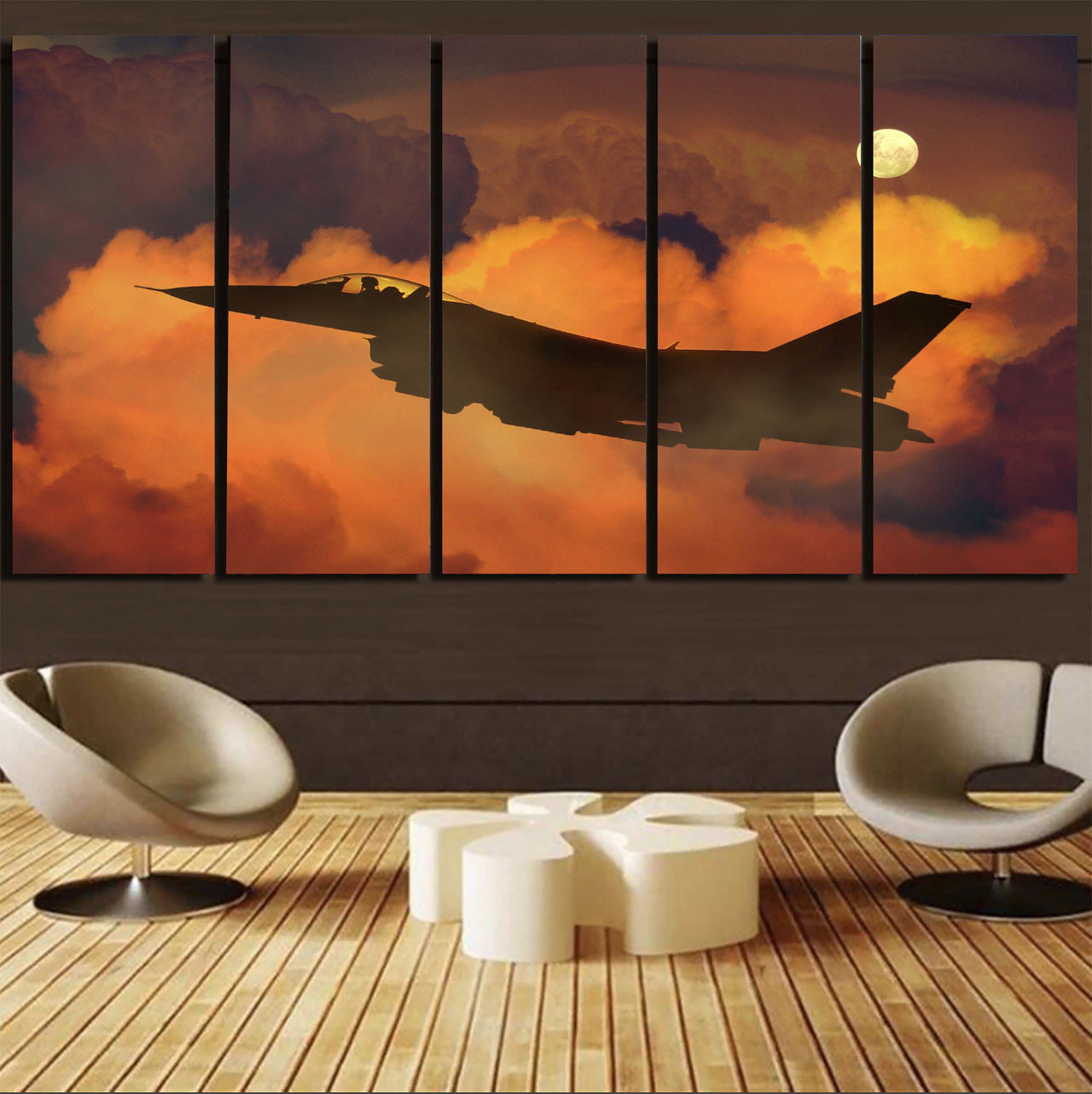 Departing Fighting Falcon F16 Printed Canvas Prints (5 Pieces) Aviation Shop 