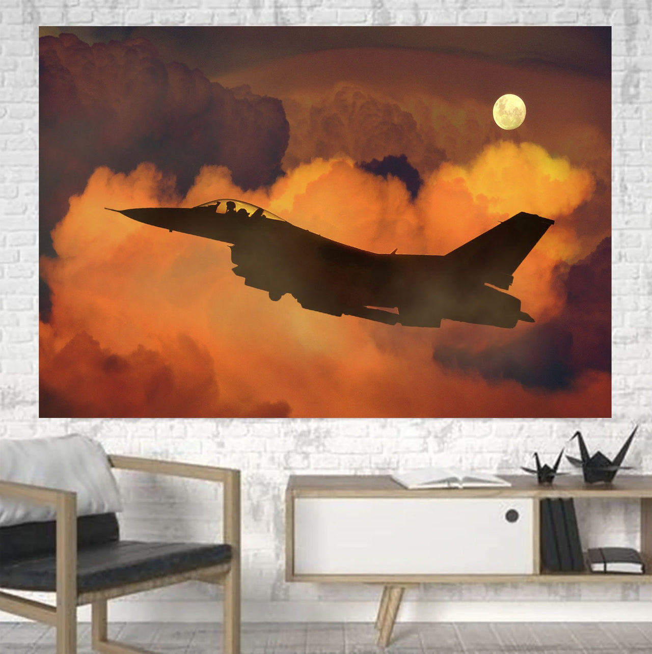 Departing Fighting Falcon F16 Printed Canvas Posters (1 Piece) Aviation Shop 