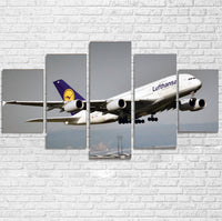 Thumbnail for Departing Lufthansa's A380 Printed Multiple Canvas Poster Aviation Shop 