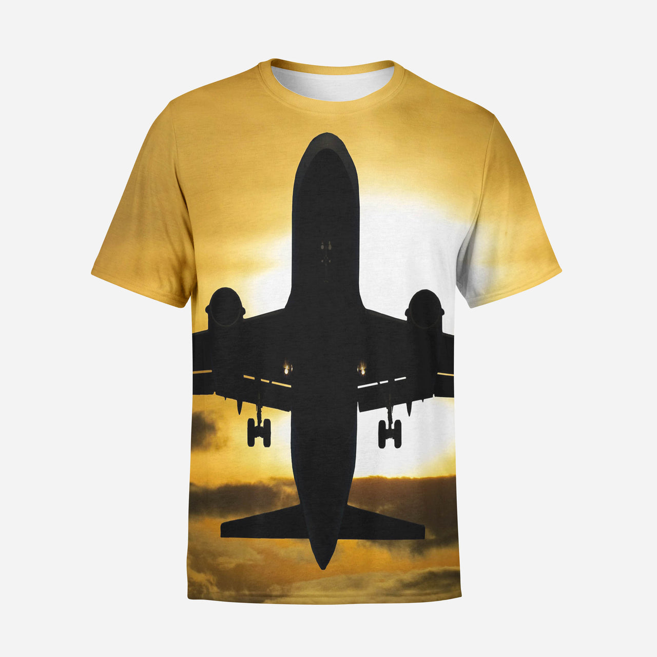 Departing Passanger Jet During Sunset Printed 3D T-Shirts