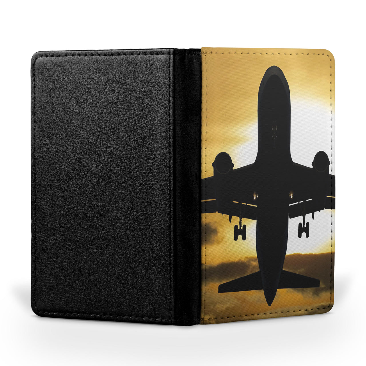 Departing Passanger Jet During Sunset Printed Passport & Travel Cases