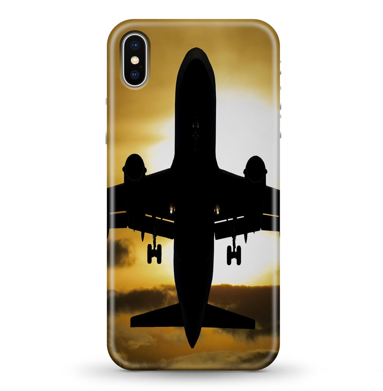 Departing Passanger Jet During Sunset Printed iPhone Cases