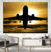 Thumbnail for Departing Passenger Jet During Sunset Printed Canvas Posters (1 Piece) Aviation Shop 