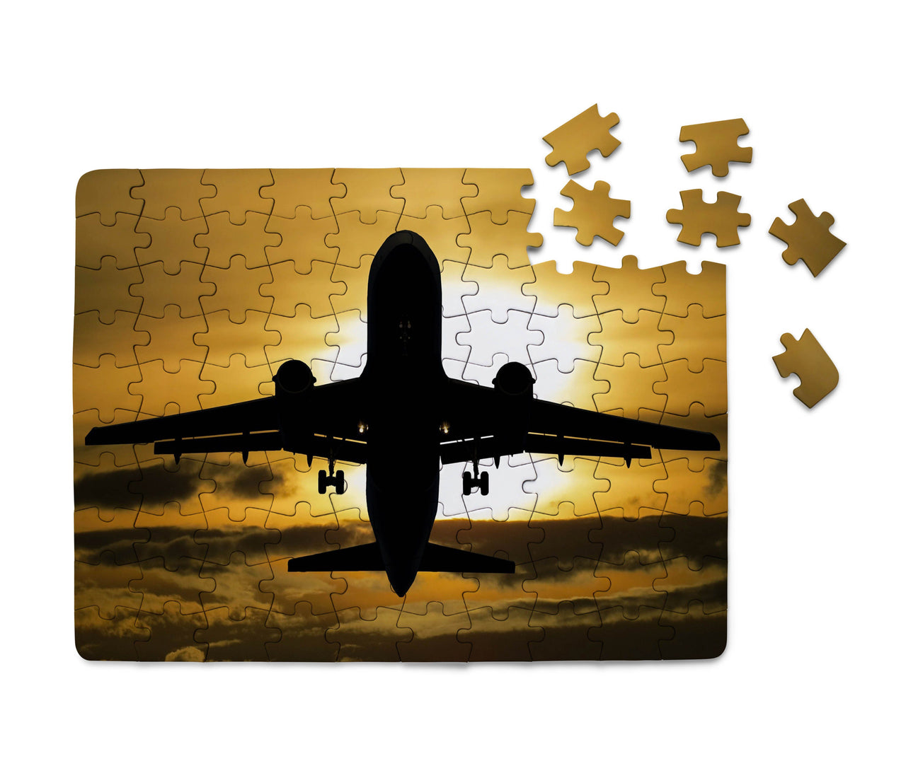 Departing Passenger Jet During Sunset Printed Puzzles Aviation Shop 