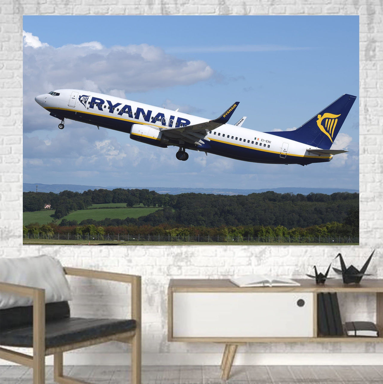 Departing Ryanair's Boeing 737 Printed Canvas Posters (1 Piece) Aviation Shop 