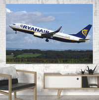 Thumbnail for Departing Ryanair's Boeing 737 Printed Canvas Posters (1 Piece) Aviation Shop 